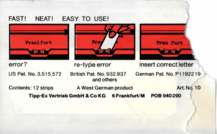 The back of the Tipp-Ex packet